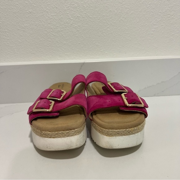 Clarks Collection Lana Beach Slide Sandals Pink Leather Platform Size 8.5 - Picture 2 of 11